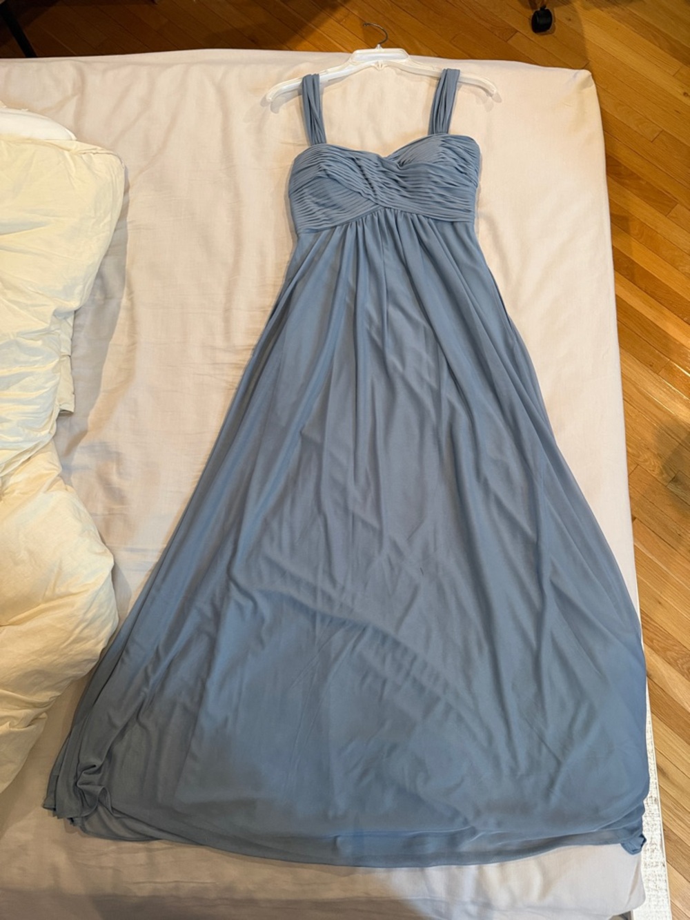 Birdy Grey Dusty Blue Ruched Bust Maxi Dress with Wide Straps